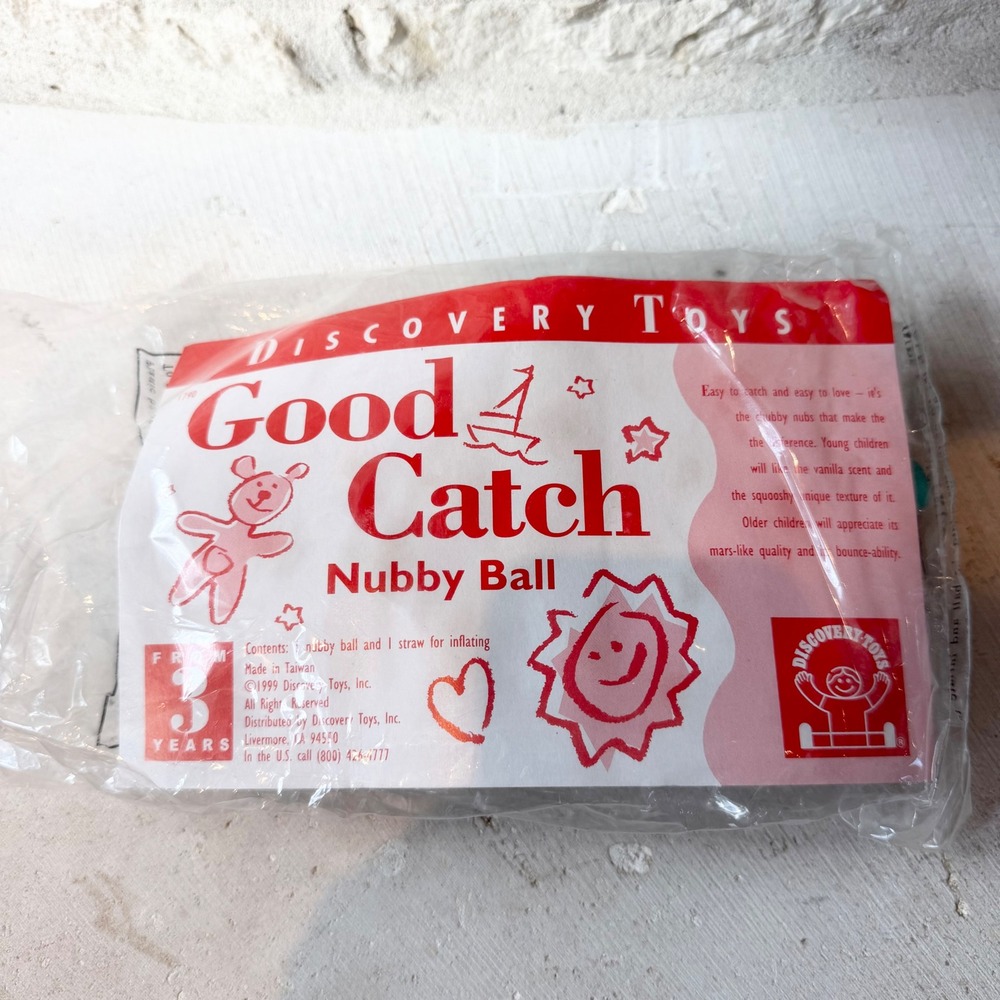 Vintage 1999 Discovery Toys Good Catch Nubby Ball Teal Blue Scented New in Bag